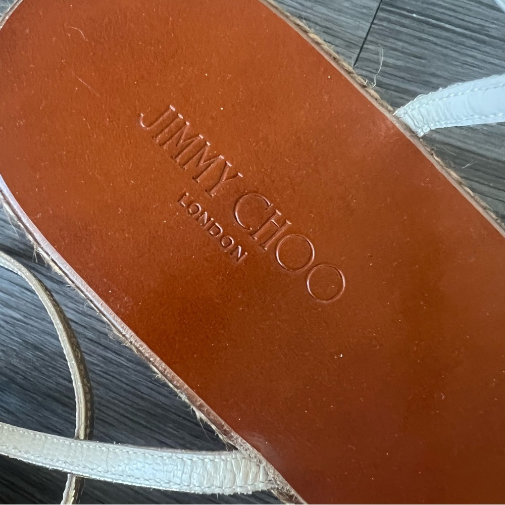 Jimmy Choo Drive 60 Metallic Wedge Espadrille Strappy Sandal Shoe Women's 42 - Picture 6 of 13
